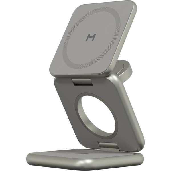 Беспроводное зарядное устройство Magssory FOLD 3в1 23W Qi2 (натуральный титан металл) 1